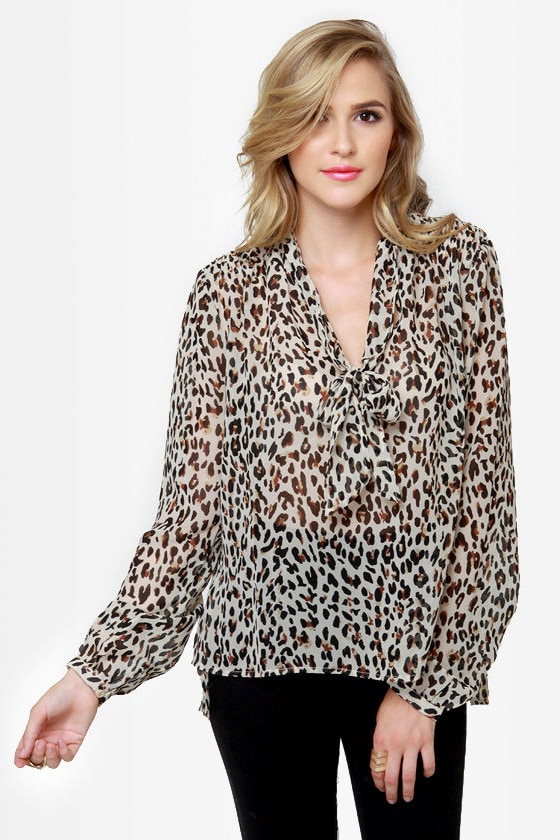 Obey Day Dreamer Top - Leopard Print Top - Animal Print Top - Bow Top ...