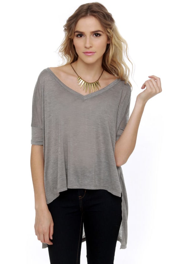 Cute Grey Top - High Low Top - Short Sleeve Top - $23.00 - Lulus