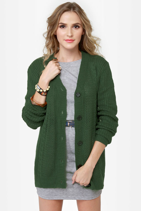 Cardi Hearty Green Cardigan Sweater
