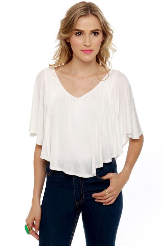 RVCA Klute Knit Cape Neck Ivory Top