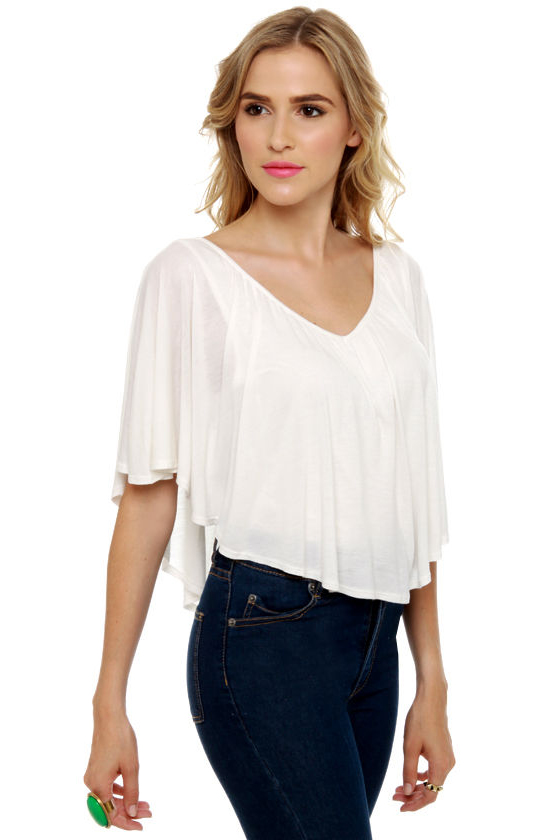 RVCA Klute Knit Cape Neck Ivory Top