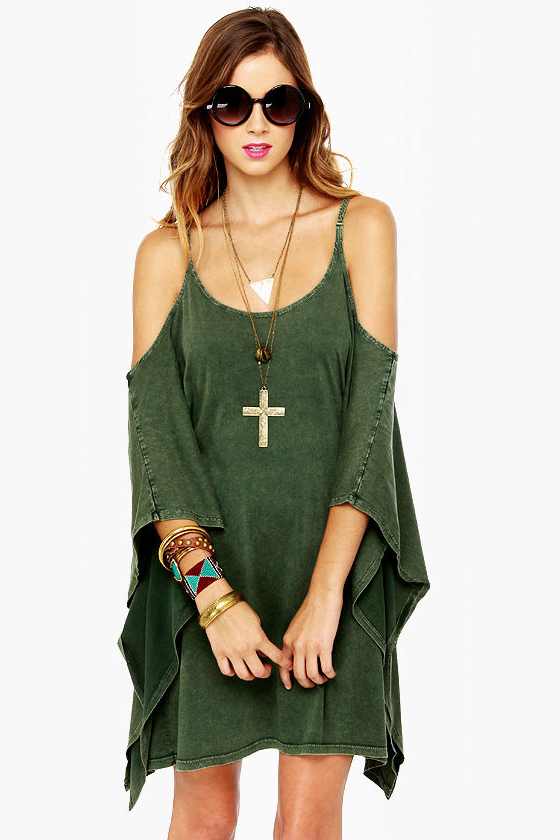 RVCA At Last Dark Green Dress