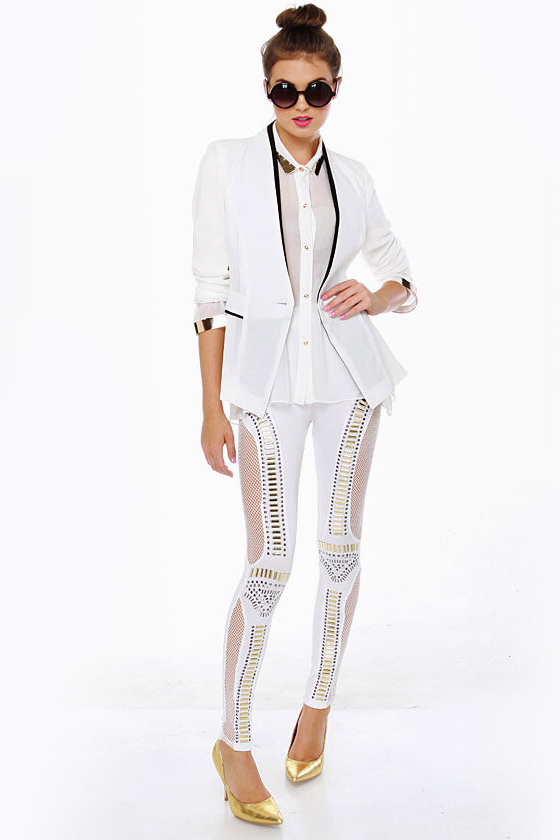 Did I Stud-her? Studded White Leggings