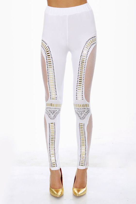 Did I Stud-her? Studded White Leggings