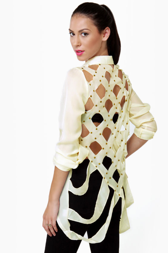 Lattice Hurrah Ivory Backless Top