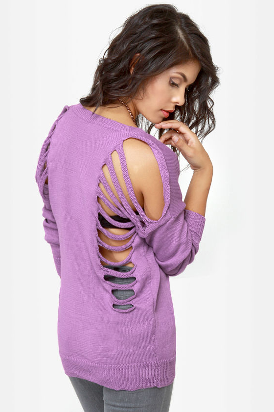 Need to Vent Cutout Lavender Sweater