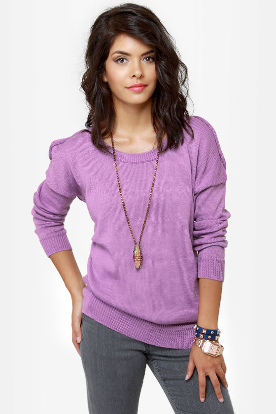 Need to Vent Cutout Lavender Sweater