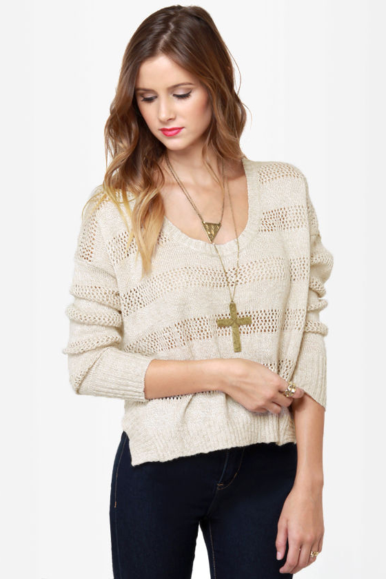 Roxy Rochester Beige Cropped Sweater
