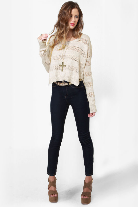Roxy Rochester Beige Cropped Sweater