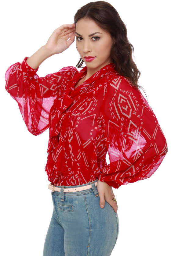 Arrow Escape Red Print Top