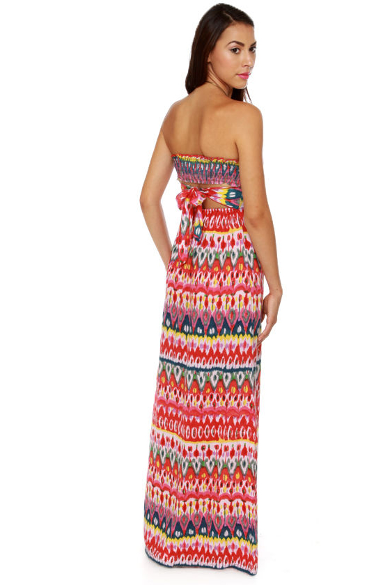Someday My Prints Strapless Print Maxi Dress