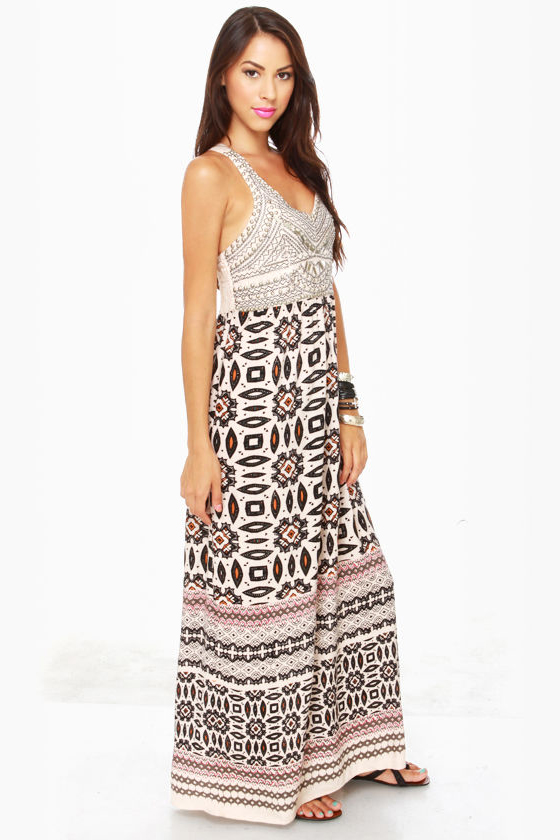 Bodice Goddess Print Maxi Dress