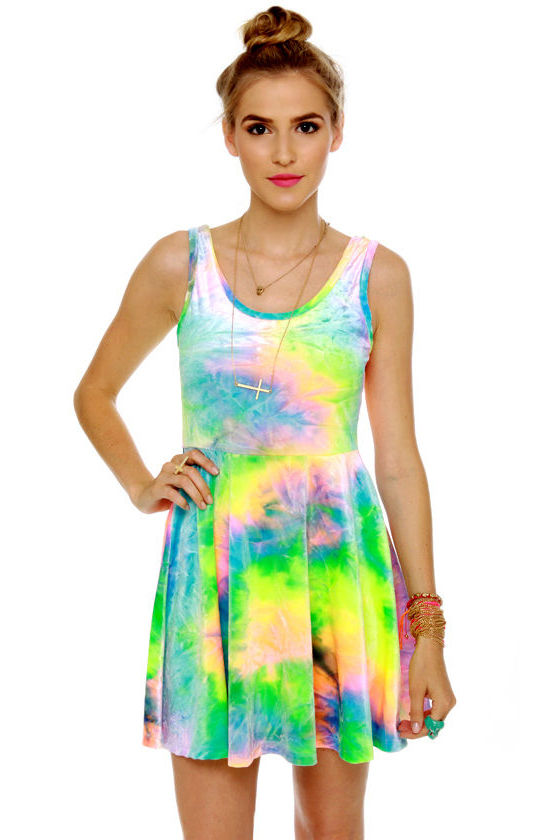 SYM Rainbow Velvet Dress - Tye Dye Dress - Tank Dress - $68.00 - Lulus