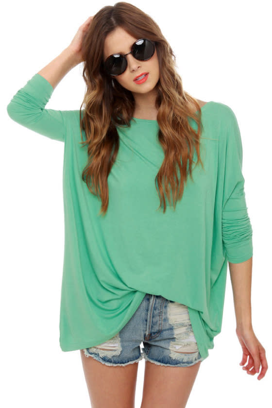 Cozy Mint Top Long Sleeve Top 36.00 Lulus