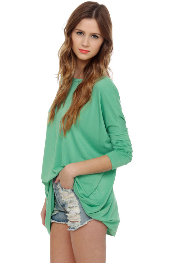 Simple Dimple Mint Long Sleeve Top