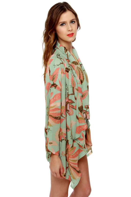 Italian Riviera Sheer Mint Print Top