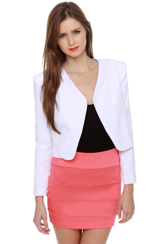 Pretty in the City Cropped White Blazer