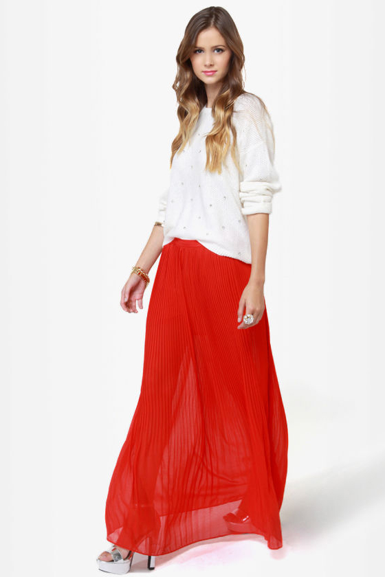Bits and Creases Orange Maxi Skirt