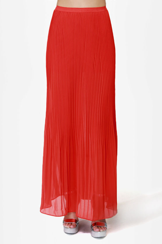 Bits and Creases Orange Maxi Skirt