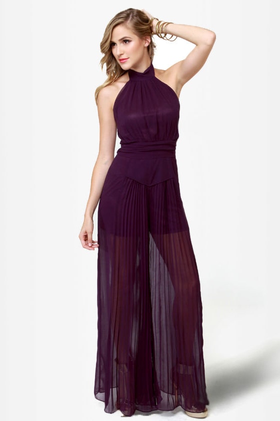 Sexy Purple Jumpsuit - Backless Jumpsuit - Halter Jumpsuit - $47.00 - Lulus