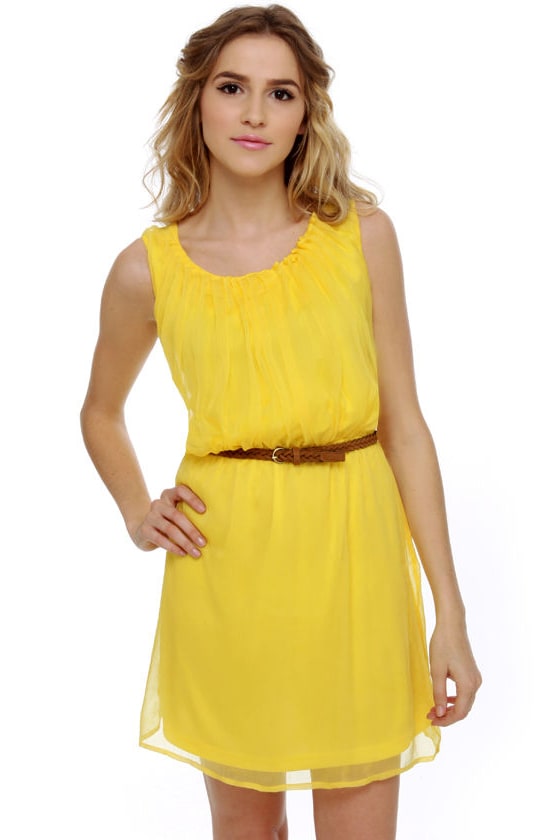 Yellow Belted Dress