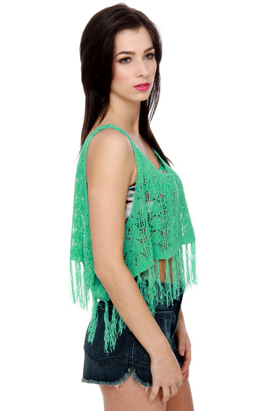 Boho-ly Smokes! Mint Green Crochet Top