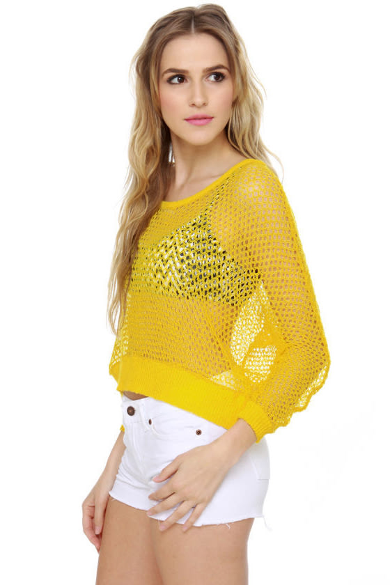 Honeycomb, I'm Home! Yellow Sweater Top