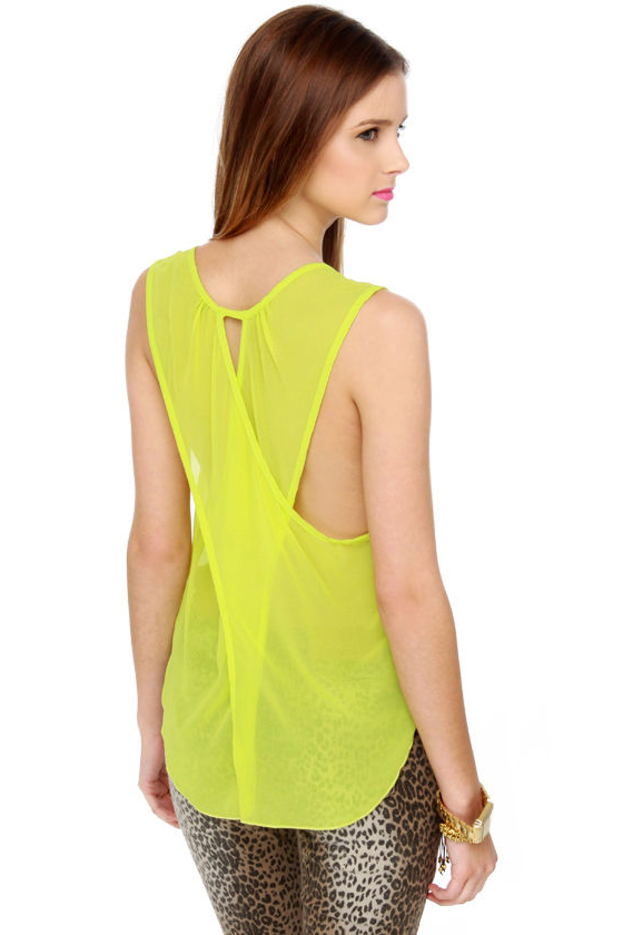 Here I Glow Neon Chartreuse Tank Top