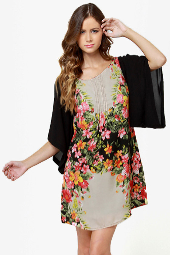 kimono print dress