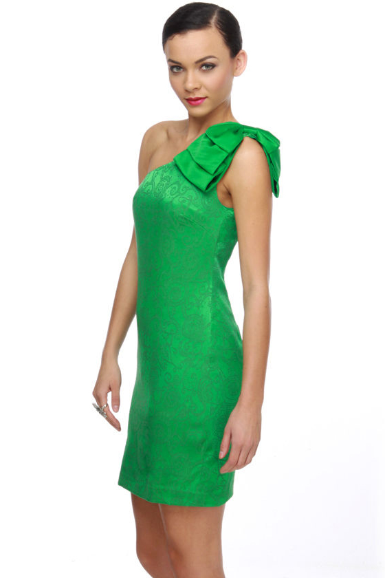 Balsam Fir One Shoulder Green Dress
