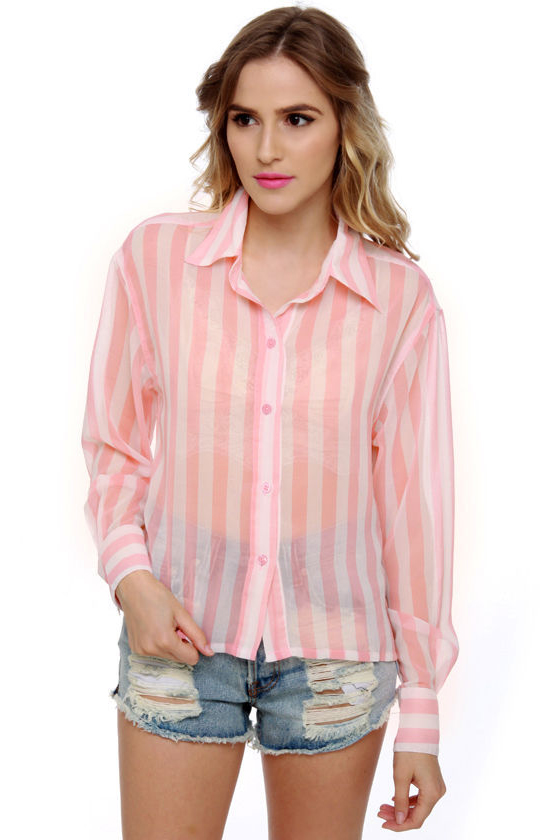 Sugar and Entice Striped Pink Top