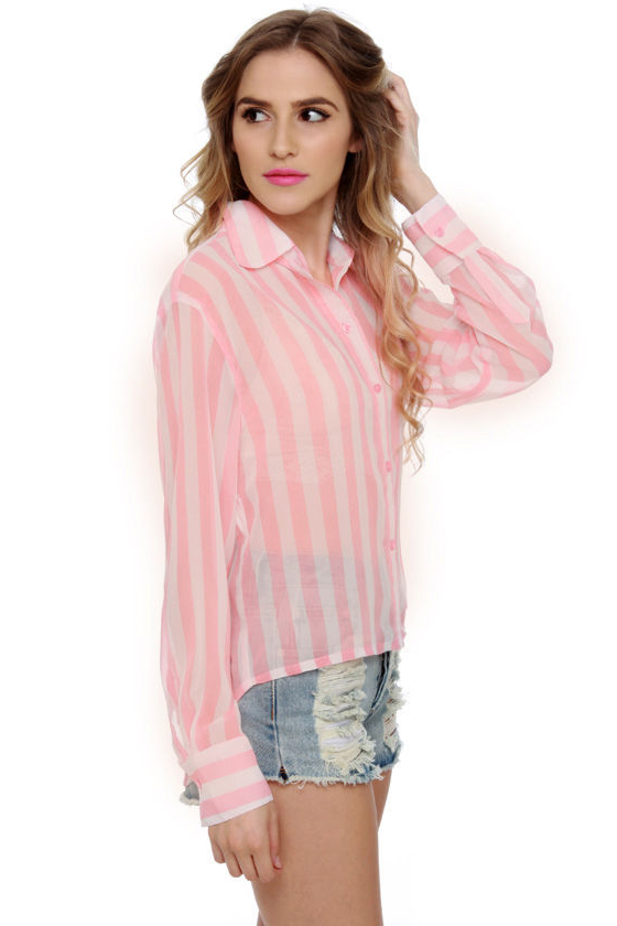 Sugar and Entice Striped Pink Top