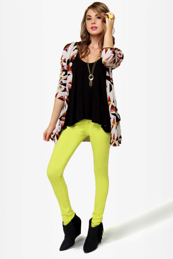 Volcom V.Co Loves Beige Print Cardigan Sweater