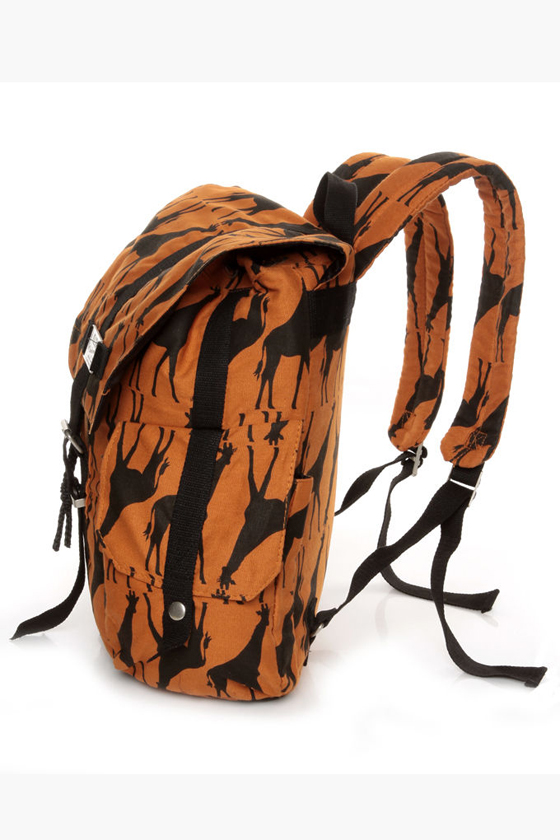 Volcom Copy Kat Orange Giraffe Print Backpack