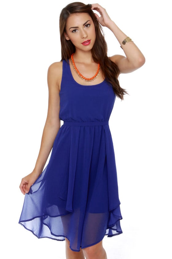 Pretty Blue Dress - Midi Dress - High-Low Dress - $43.00