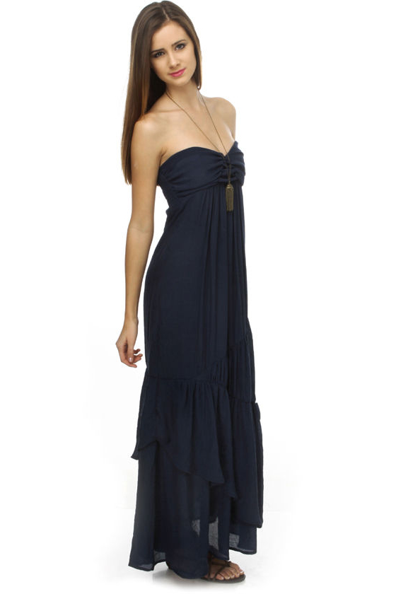 Cool Cisterns Navy Blue Maxi Dress