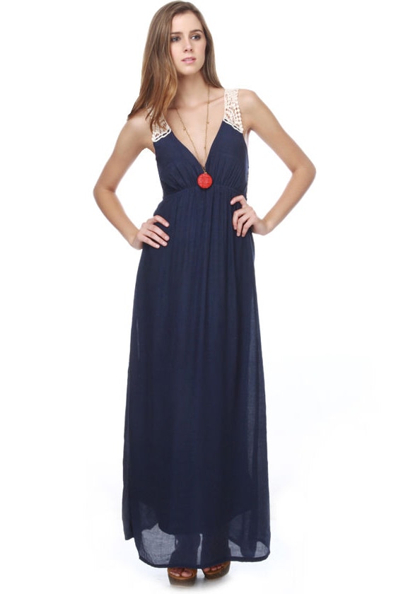 Gorgeous Maxi Dress - Navy Blue Dress - Lace Dress - $41.00 - Lulus