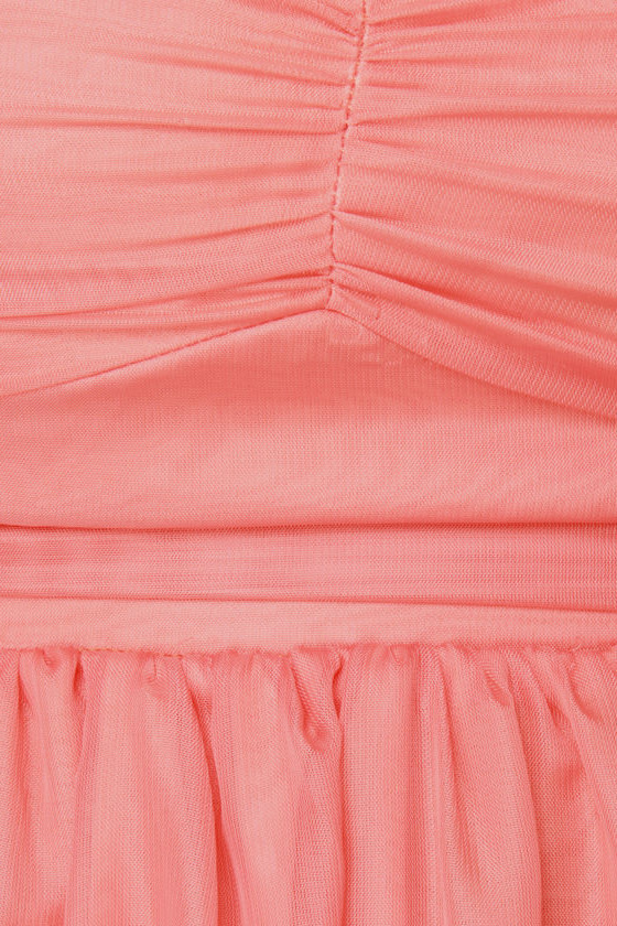 Beautiful Coral Dress - Strapless Dress - Lace Dress - $37.00