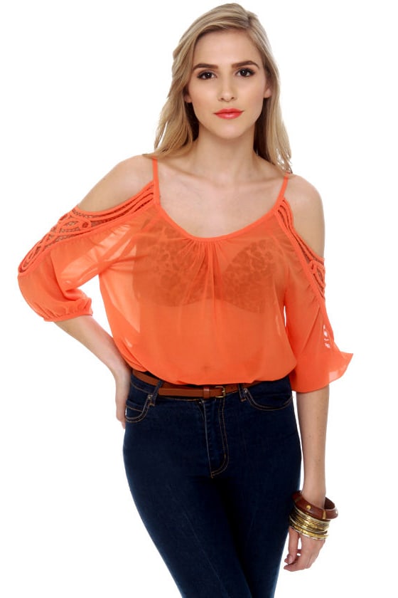 orange sheer top