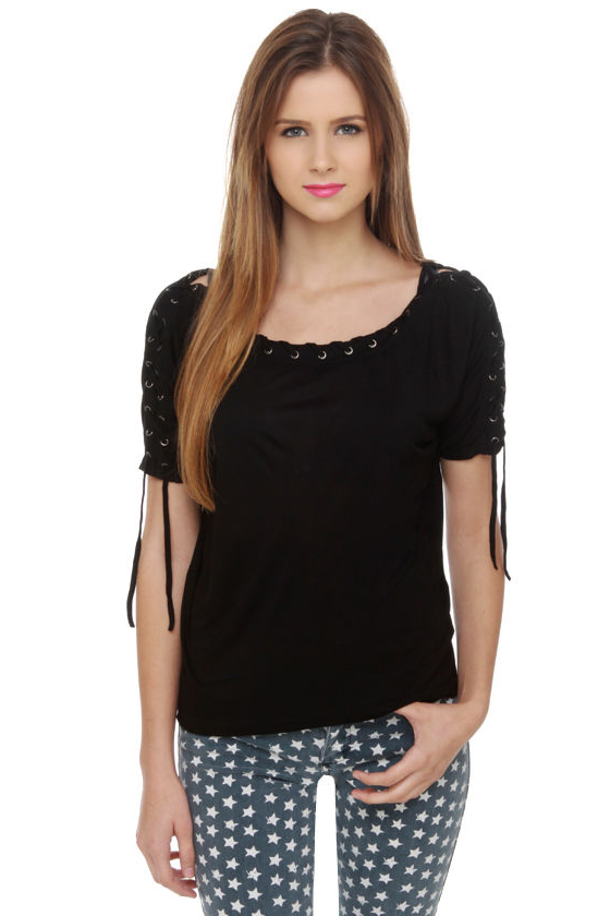 Major Lacer Short Sleeve Black Top