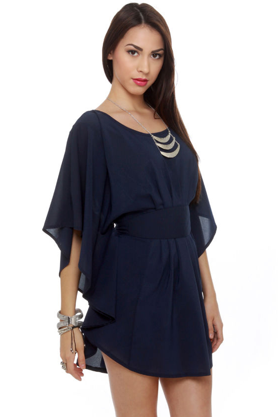 Panoramic View Navy Blue Dress