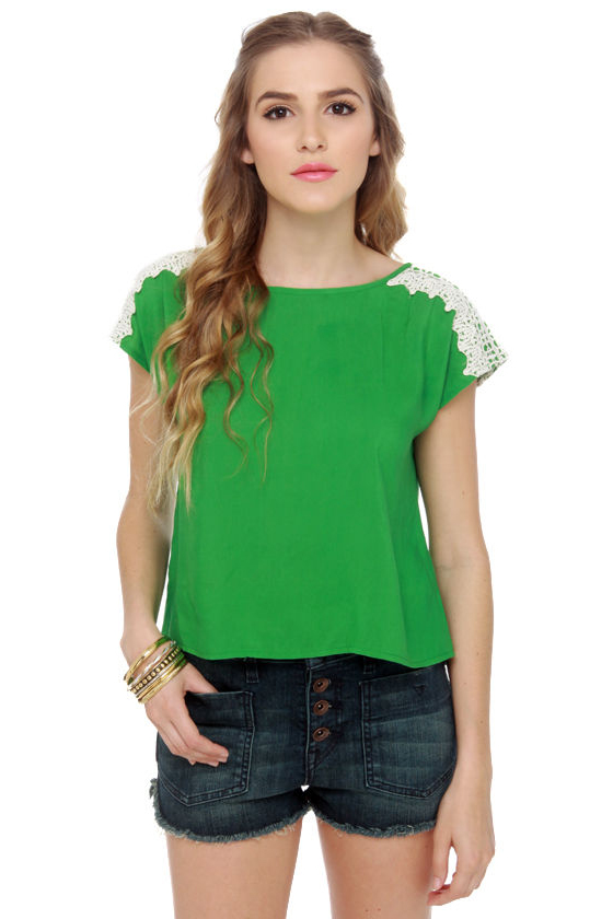 Apple a Day Lace Green Top