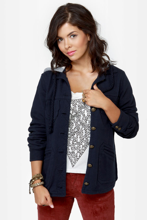 Lost Ringo Navy Blue Hooded Jacket