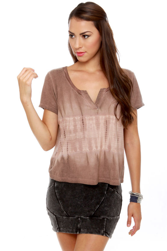 Black Sheep Bohemian Brown Tie-Dye Top