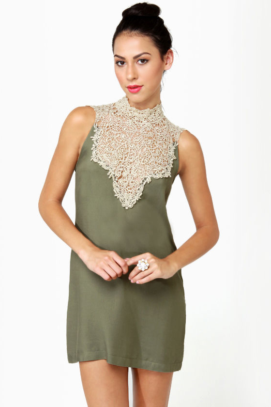 Midnight Mystery Gold and Olive Green Dress