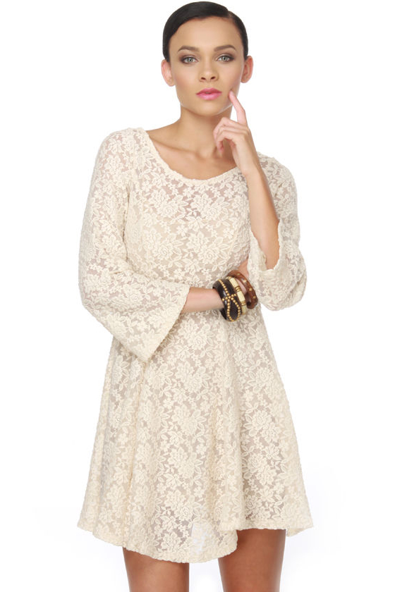 English Regency Cream Lace Dress