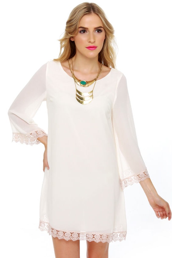 Lovely Ivory Dress - White Dress - Shift Dress - $41.00 - Lulus