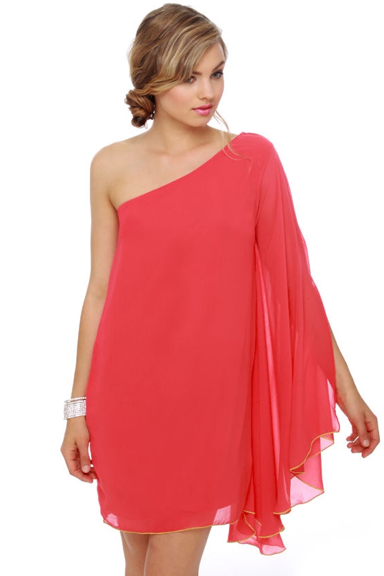 Lovely Red Dress - One Shoulder Dress - $39.00 - Lulus