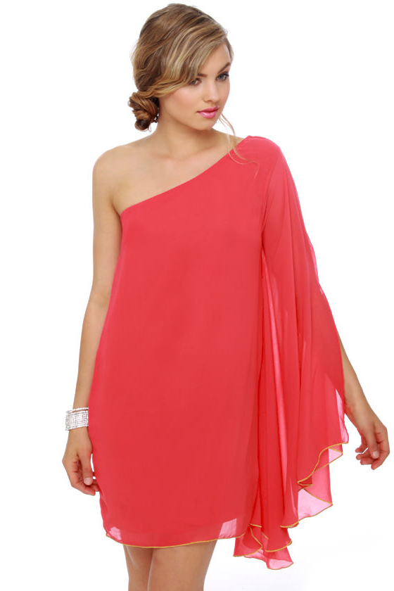 Dressed to Impress Red One Shoulder Dress