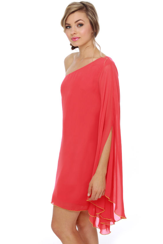 Dressed to Impress Red One Shoulder Dress
